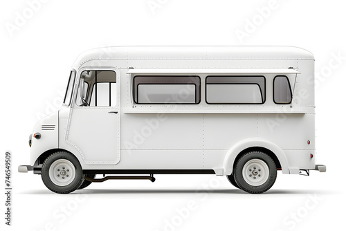 White food truck mock up Side view isolated white background