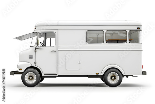 White food truck mock up Side view isolated white background