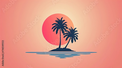 create a logo for a company called kitchen island marketing, island, palmtrees house, minimal flat vector logo   photo