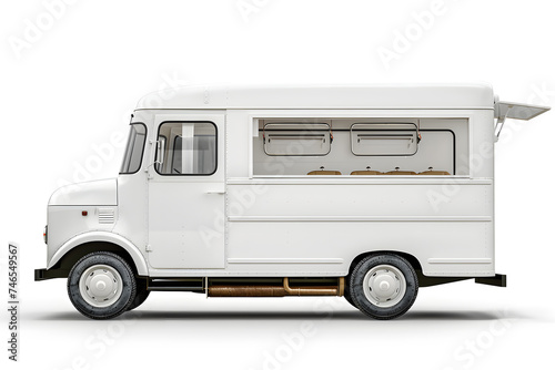 White food truck mock up Side view isolated white background