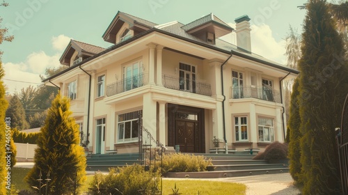 Exterior of the residential house, front view - retro style 