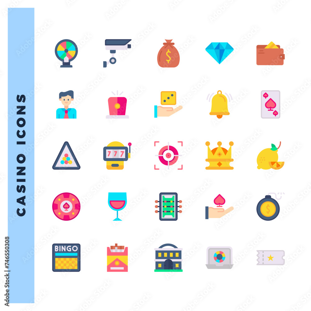 25 Casino Flat icons pack. vector illustration. 25 Casino Flat icons pack. vector illustration.