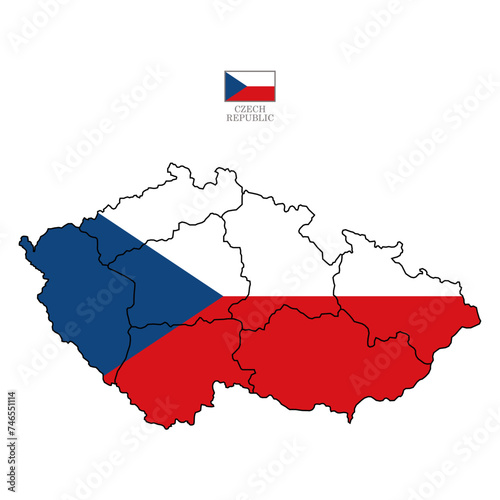 czech republic map background with states. map isolated on white background with flag. Vector illustration map europe