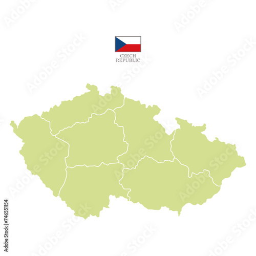czech republic color map background with states. map isolated on white background with flag. Vector illustration map europe moss green pastel