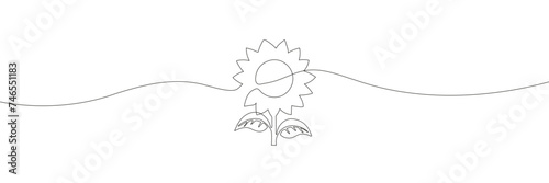 Vector isolated one sunflower with leaf colorless black and white contour line easy drawing