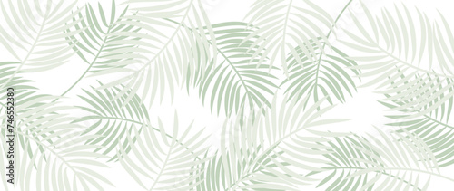Green tropical leaves vector background. Exquisite simple tropical palm leaf wallpaper design for decor, fabric, print advertising, background.