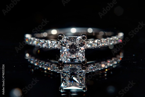 engagement ring with diamonds. brilliant cut ring