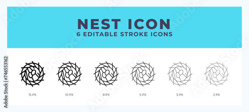 Nest icon symbol. Outline. Lineal icon with editable stroke.
