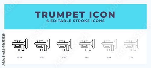 Trumpet icon. Editable stroke line icon vector illustration.