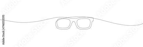 Continuous single drawn one line drawing of isolated vector object eye glasses