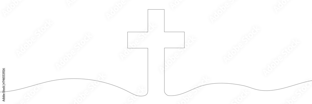 Obraz premium Continuous drawn one line of the symbol of religion. Vector illustration.