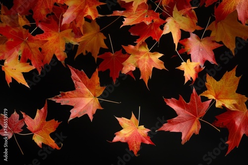 Enchanting sight  Maple leaves suspended in mid-air  defying gravity.