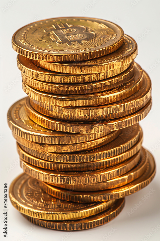 stacks of Virtual currency coins stacked on the table