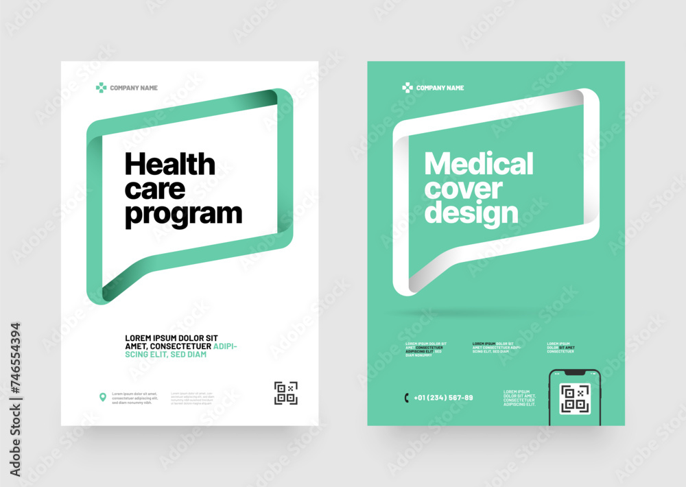 Obraz premium A medical cover design for a health care program featuring with text frame. Font and paper product used for message.