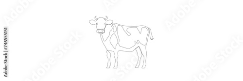 Cow. continuous line on white isolated background