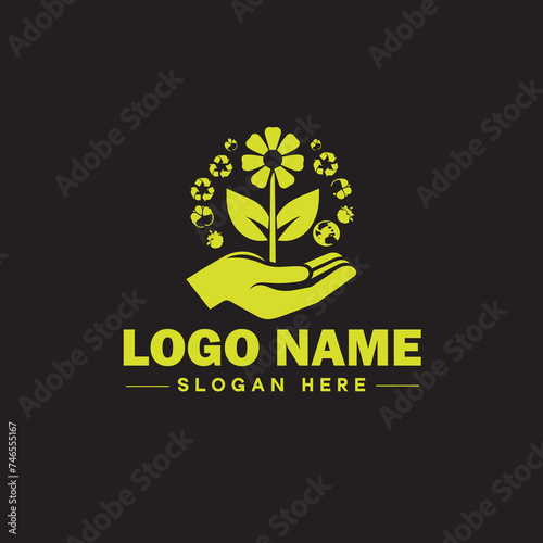  Environmental logo ecologic green nature farm business logo icon editable vector