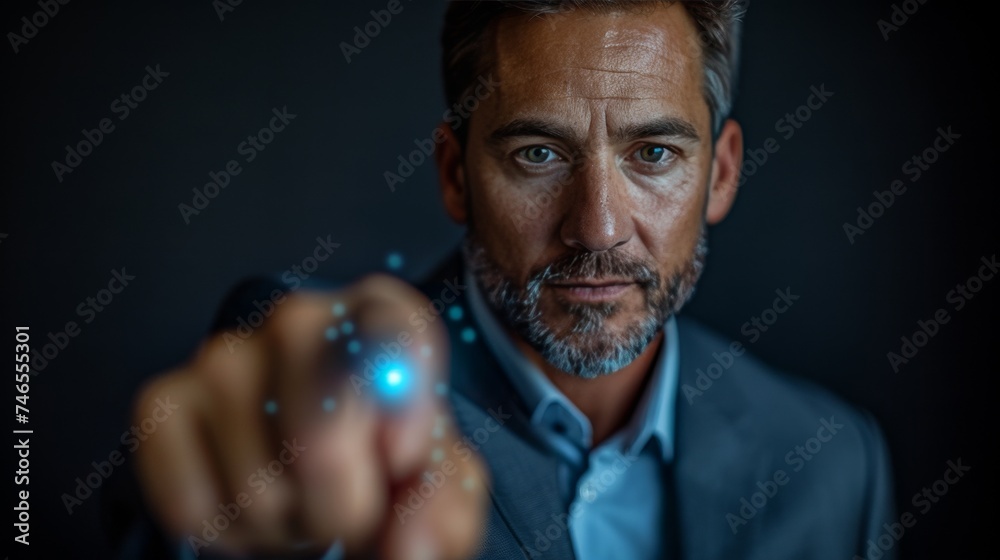 Businessman in Suit Pointing Finger at Camera Businessman in Suit Pointing Finger at Camera