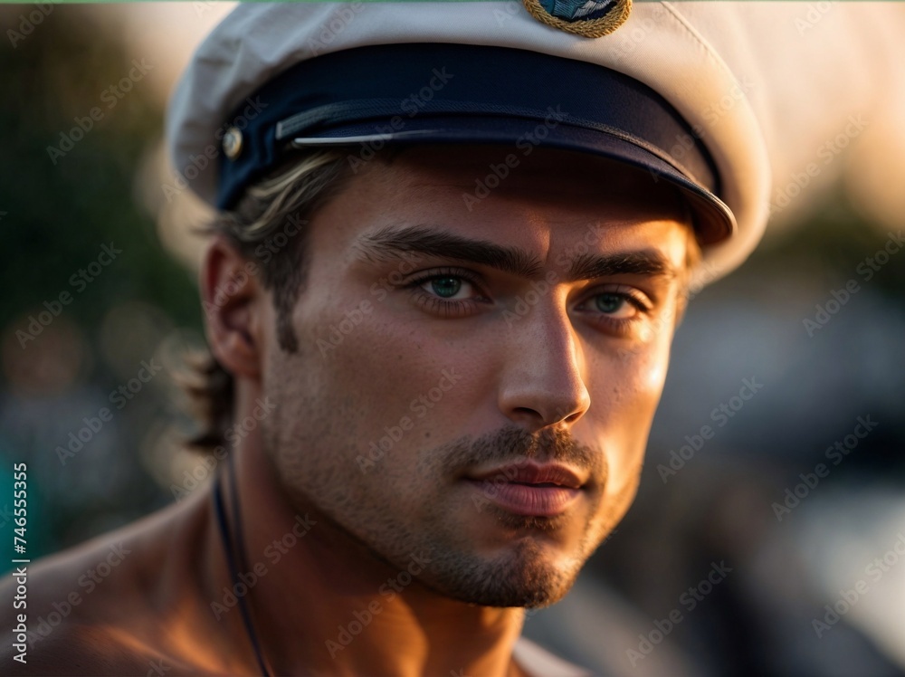 Man Wearing Hat Gazing Into the Distance in Thoughtful Stance. Generative AI. Man Wearing Hat Gazing Into the Distance in Thoughtful Stance. Generative AI.