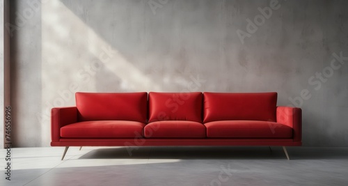  Modern elegance - A minimalist living space with a striking red sofa © vivekFx