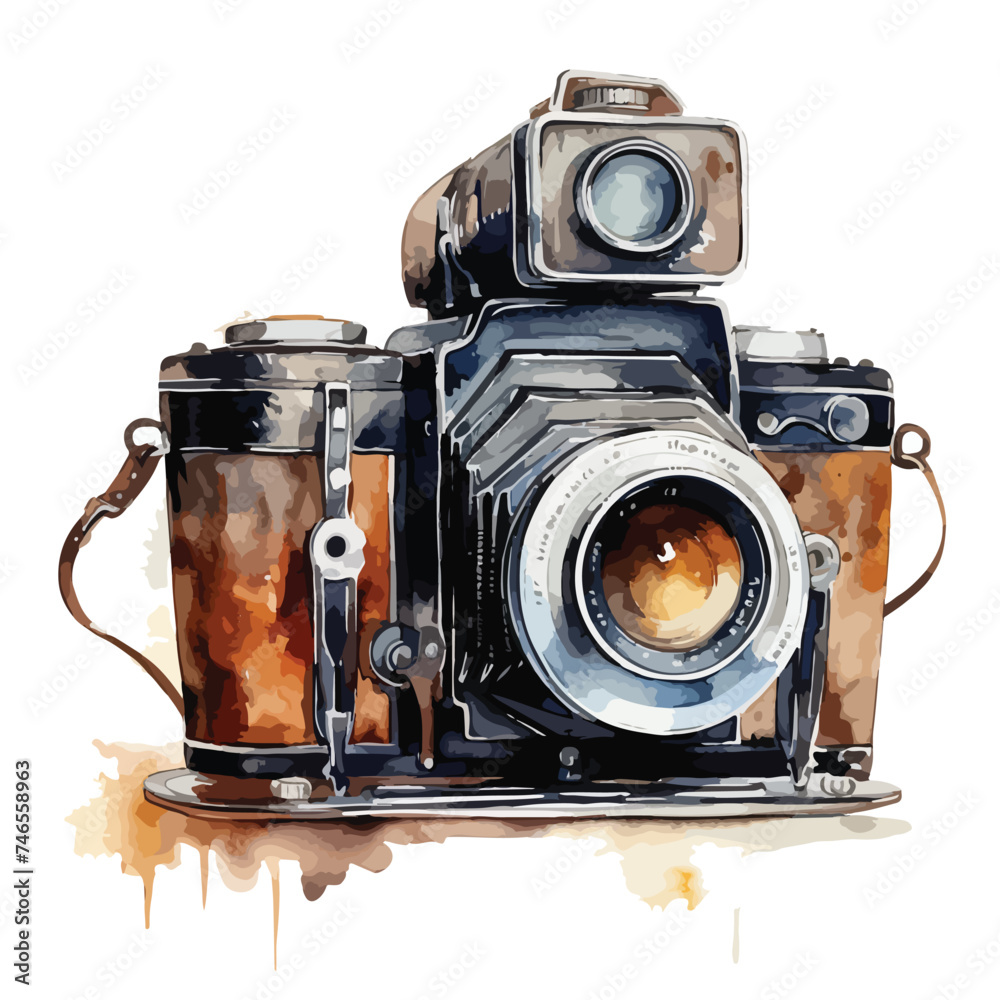 Watercolor Gothic Vintage Camera Clipart 