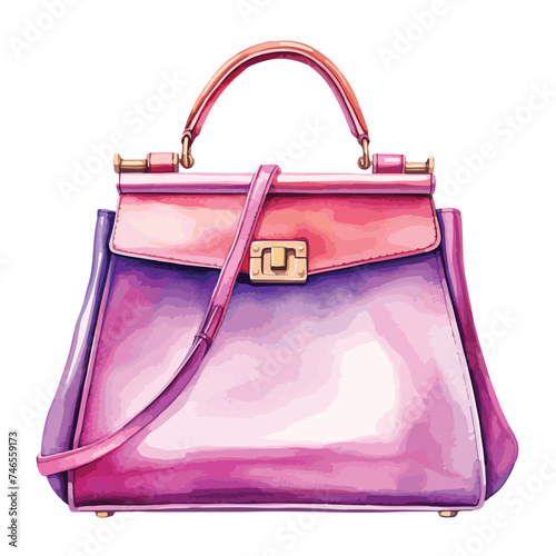 Watercolor Handbag Clipart  Isolated on White Background