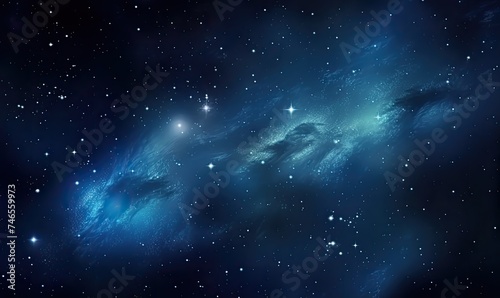 A Celestial Symphony  The Enchanting Night Sky Illuminated by a Lustrous Blue Light