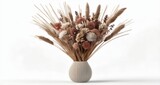  Earthy elegance - A bouquet of dried flowers in a striped vase