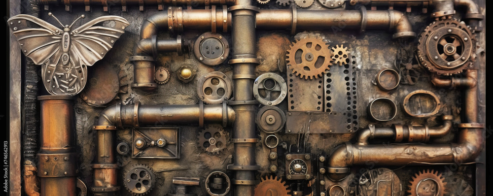 Industrial steampunk theme background