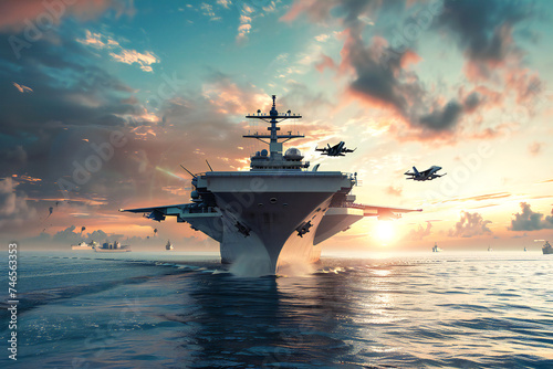 panoramic view of a generic military aircraft carrier photo