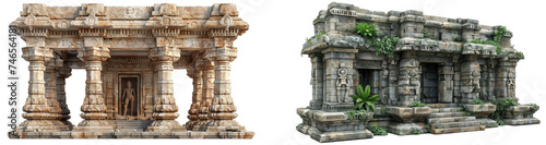 ancient temple ruins isolated on transparent background, element remove background, element for design.