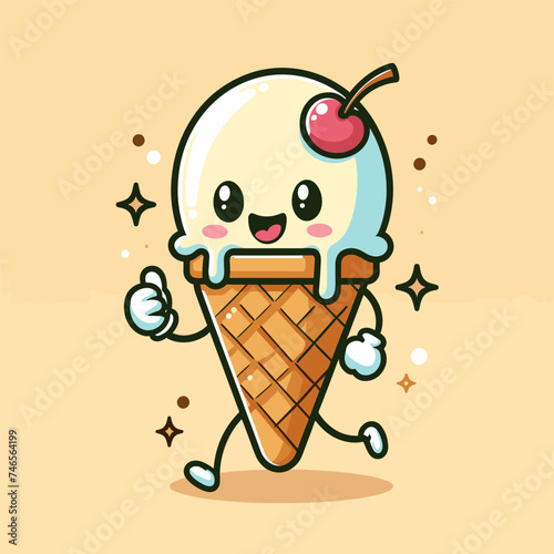 CARTOON RUNNING ICE CREAM VECTOR
