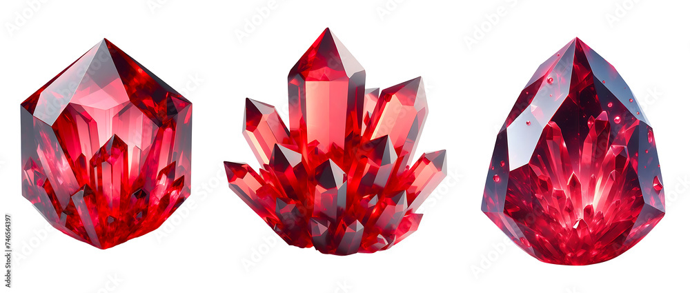 red crystal stone isolated on transparent background red crystal stone isolated on transparent background