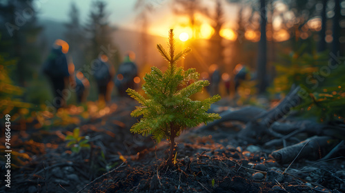 planting native trees in a reforestation photo