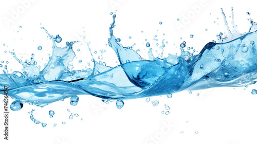 Blue Water Surface with Bubbles and Splashes, Perfect for Refreshing Summer Designs, Isolated on Transparent Background
