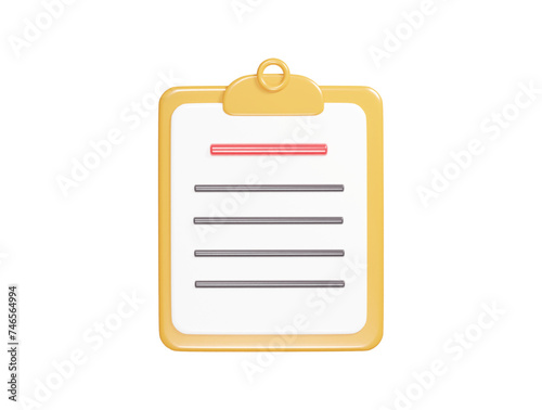 Clip board icon 3d render illustration