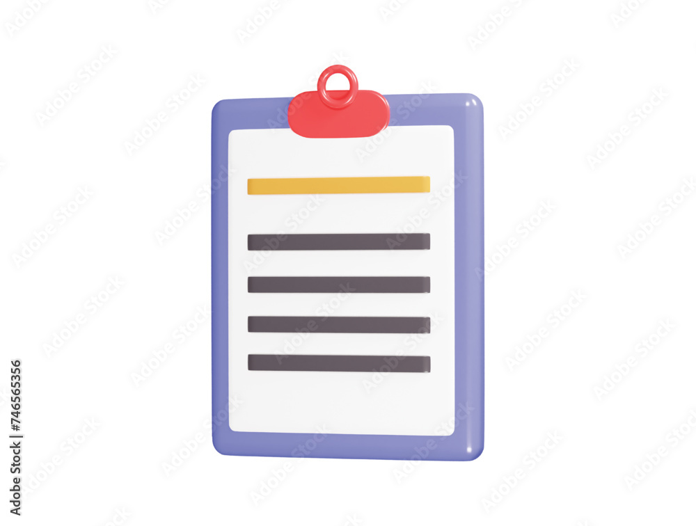 Clip board icon 3d render illustration Clip board icon 3d render illustration