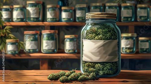 Cannabis buds in a jar photo