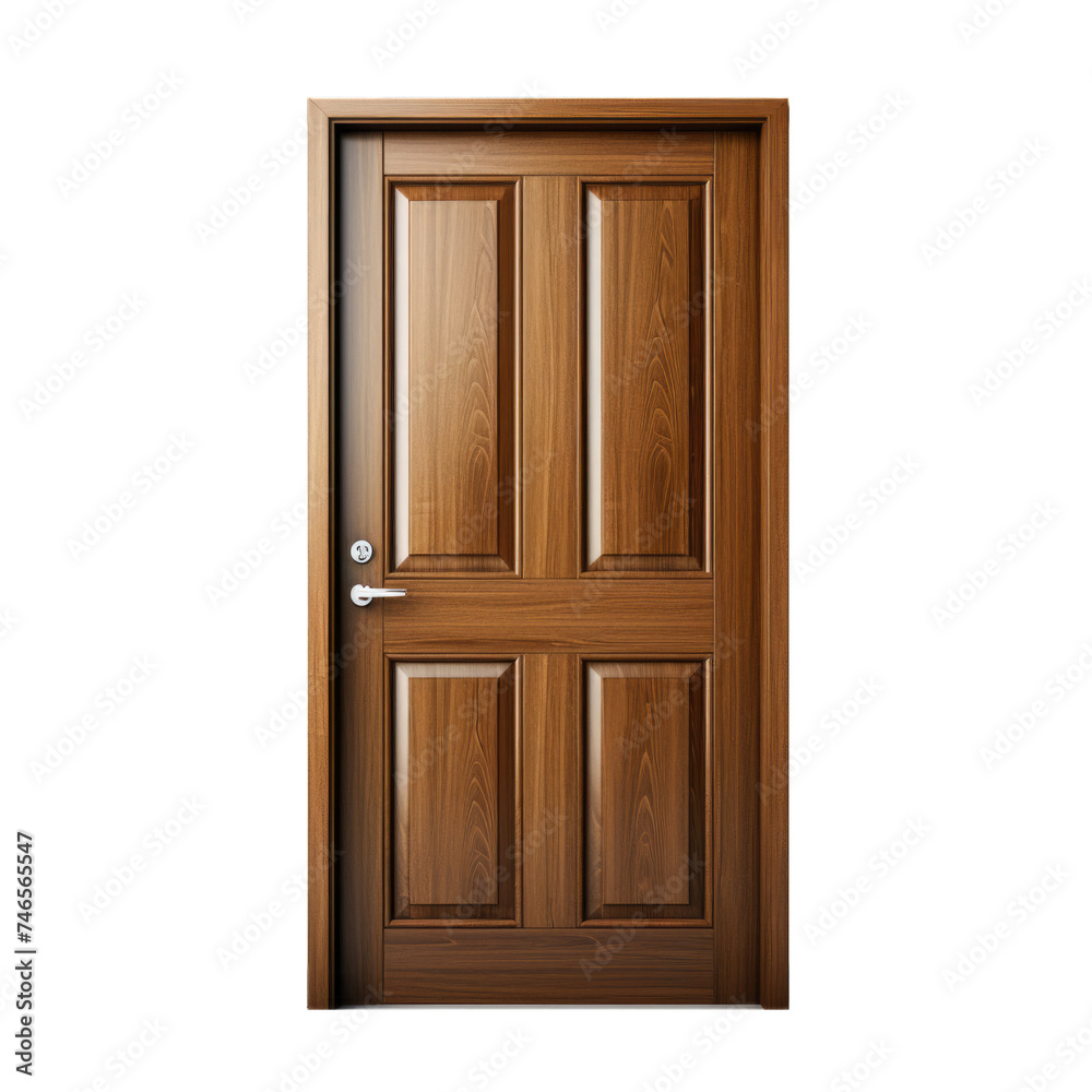 wooden door isolated on transparent background, element remove background, element for design.