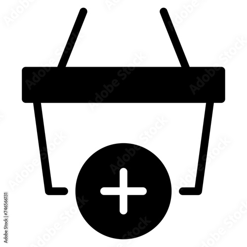Add to cart icon. Online shop shopping cart icon with plus sign symbol