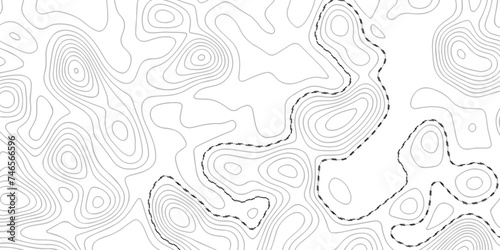 Topographic map background geographic line map with seamless ornament design. The black on white contours vector topography stylized height of the lines map.
