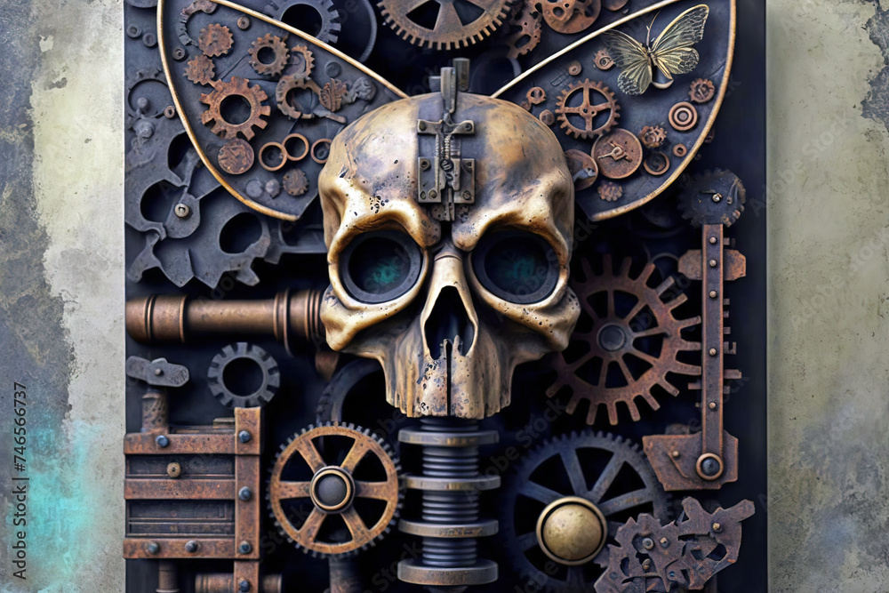 Fototapeta premium Industrial steampunk theme background