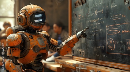 Robots Bringing Education to the Classroom in a Matte Painting Style © iJstock