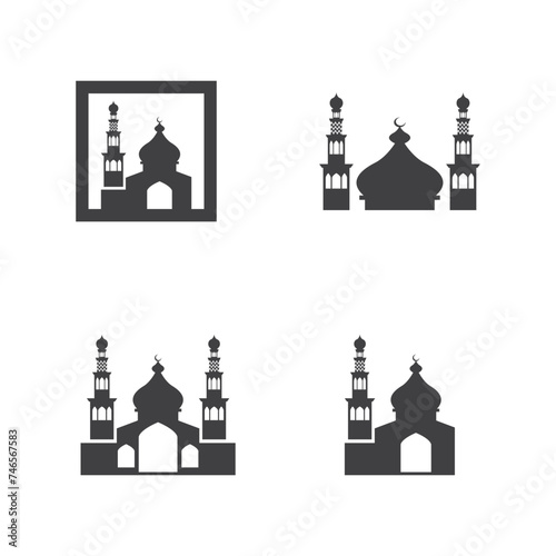 Islamic Mosque Logo Design Vector Template Illustration