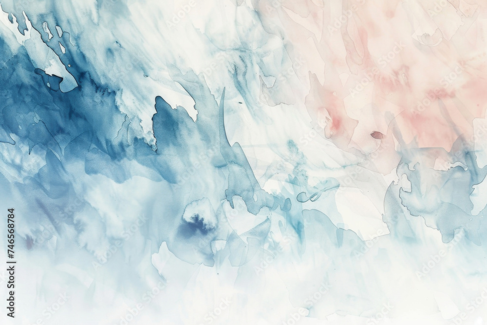 Abstract blue and pink watercolor texture - This image captures the fluidity and blend of blue and pink watercolors creating a peaceful abstract texture