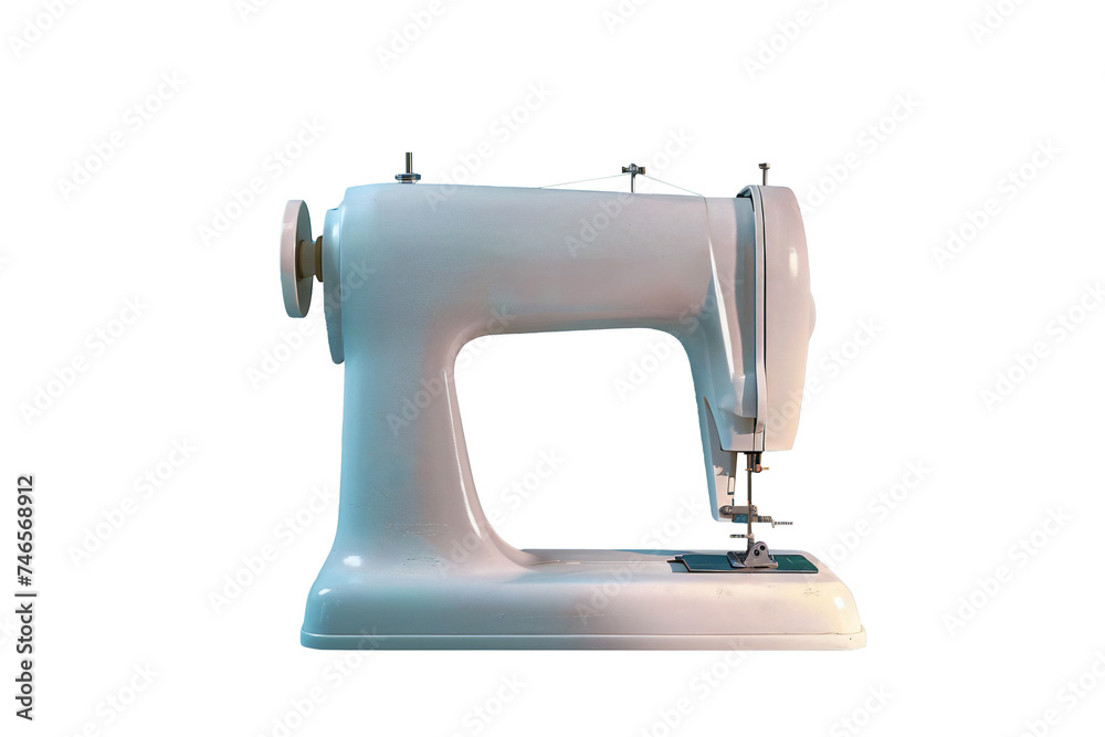 old white sewing machine isolated on transparent background