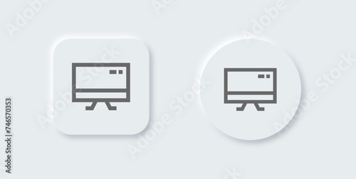 Display line icon in neomorphic design style. Screen device signs vector illustration.