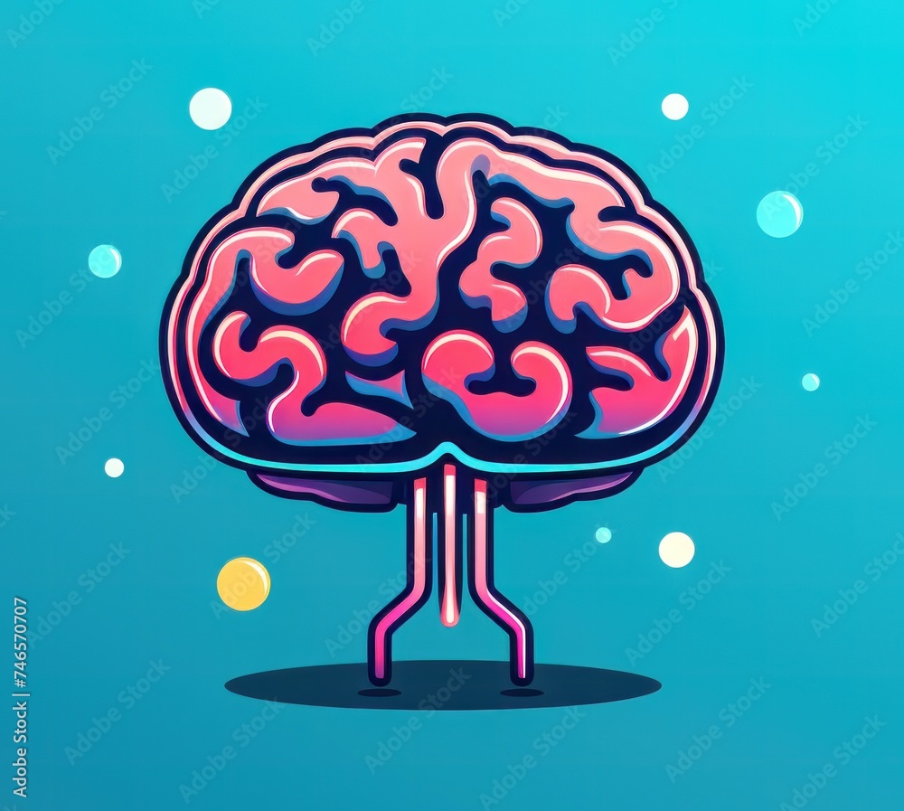 Neon glowing 3d human brain on technology background represent artificial intelligence and cyber space with circuit board inside. Engineering concept. Technology web background. Neon glowing 3d human brain on technology background represent artificial intelligence and cyber space with circuit board inside. Engineering concept. Technology web background.