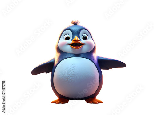 Delightful and chubby cartoon penguin. Isolated