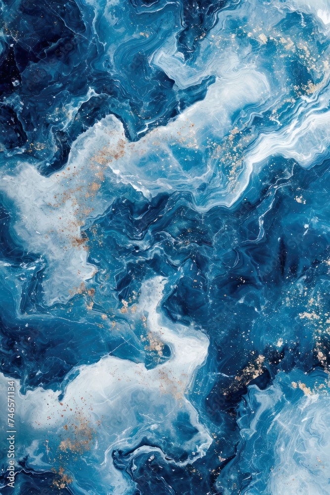 Luxury abstract fluid art painting background alcohol ink technique. Luxury gold blue marble texture background for interior decoration. Abstract digital artwork