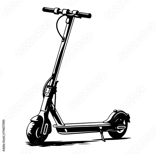 Electric scooter icon silhouette vector illustration, e-scooter